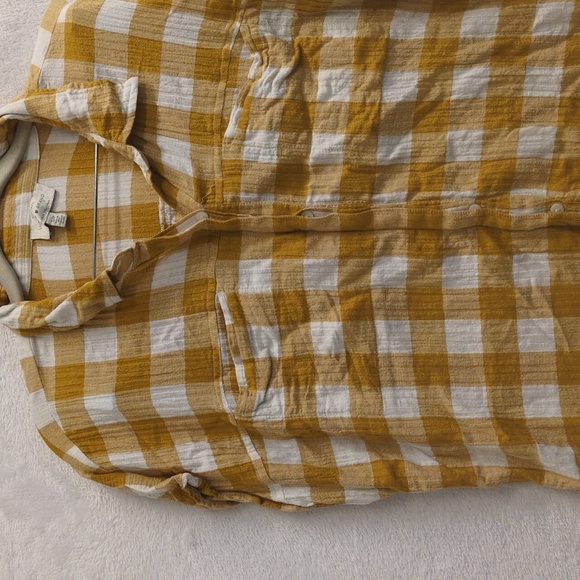 Lucky Brand Women's Gold Checkered Button Down Shirt Size S - Picture 2 of 5